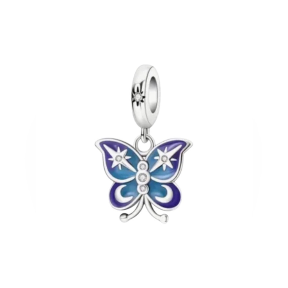 Whimsical Purple Blue Butterfly Charm Pandora Style
